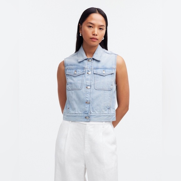Madewell Women’s Denim Oversized Boxy Vest in Fitzgerald Wash NQ330 Size S NWT - Picture 5 of 7